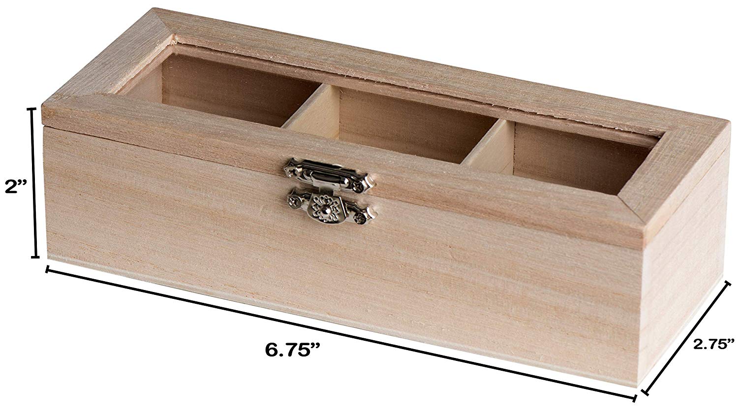 Wooden CaseWith Lid 3 Sectional Candy Gift Box 4 Pack 6.75''X2.75''X2''