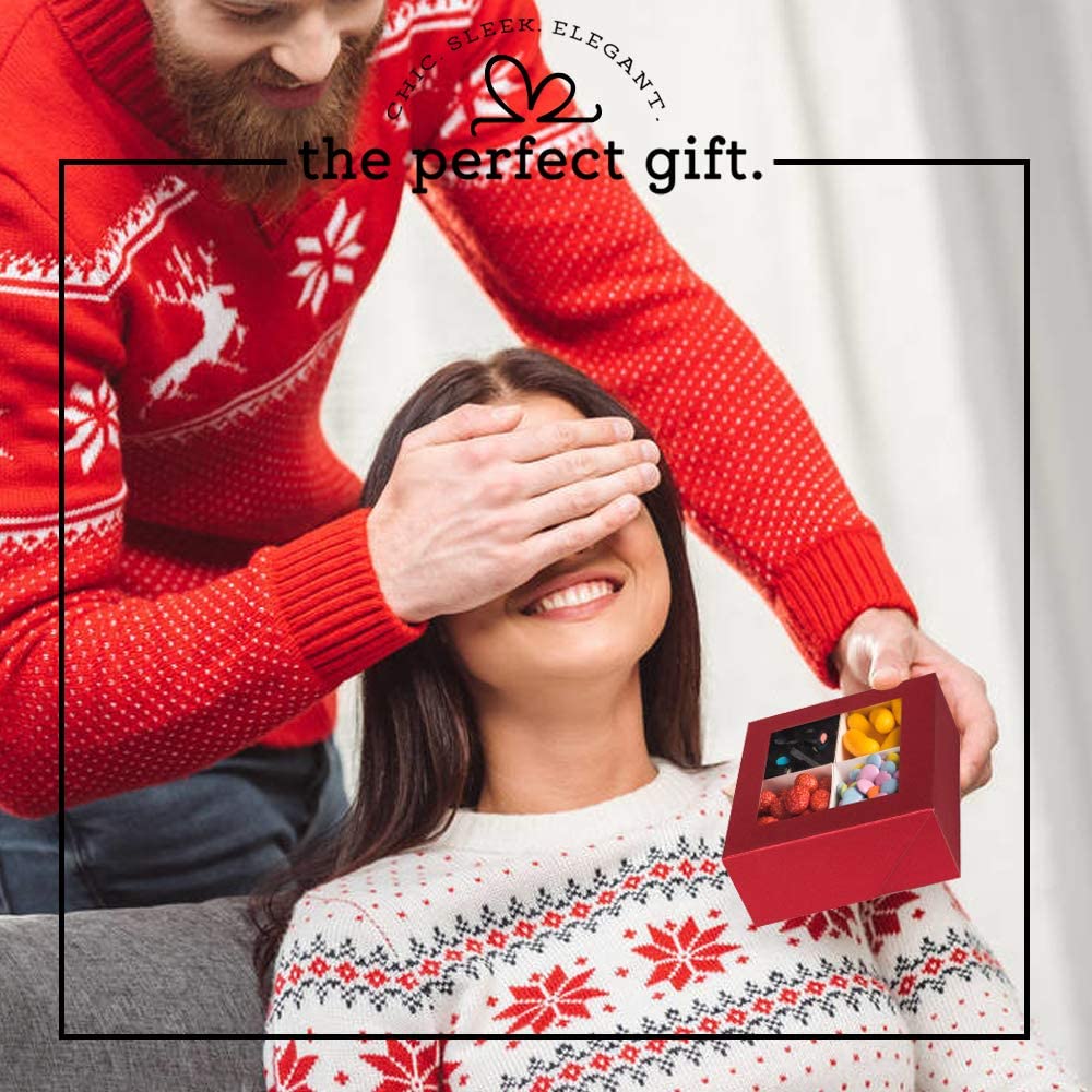 Window Box 6"X6"X2.5" Red With Four Sections 6 Pack