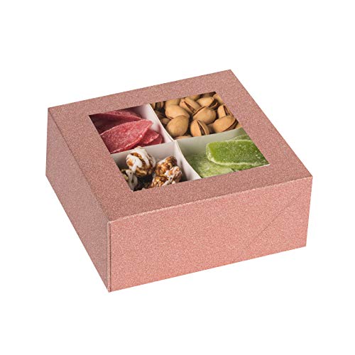 Window Box 6"X6"X2.5" Rose Gold With Four Sections 6 Pack