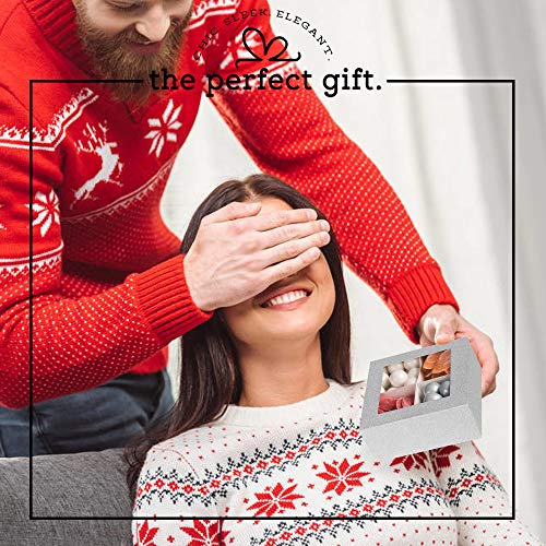 Window Box 6"X6"X2.5" Silver Glitter With Four Sections 6 Pack