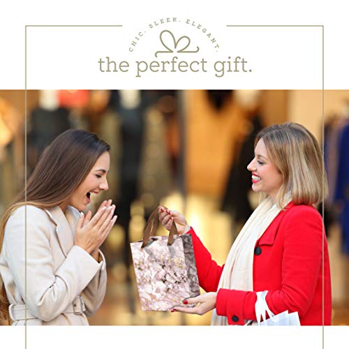 Brown Marble Design Foil Stamped Gift Bags 12 Pack 9"X 7"X 4"