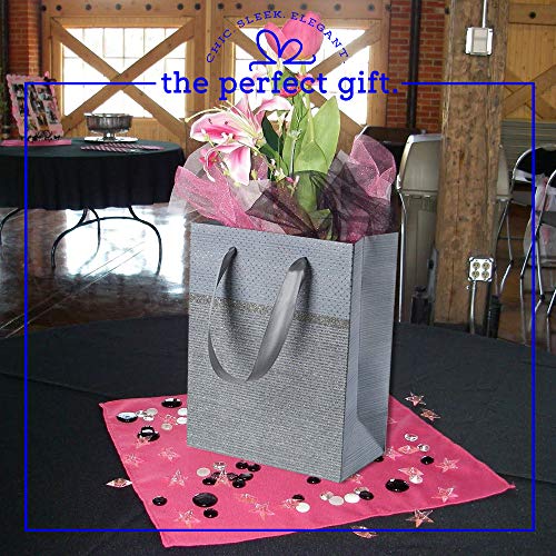 Grey Sparkling Glitter Gift Bags 12 Pack 9"X 7"X 4"