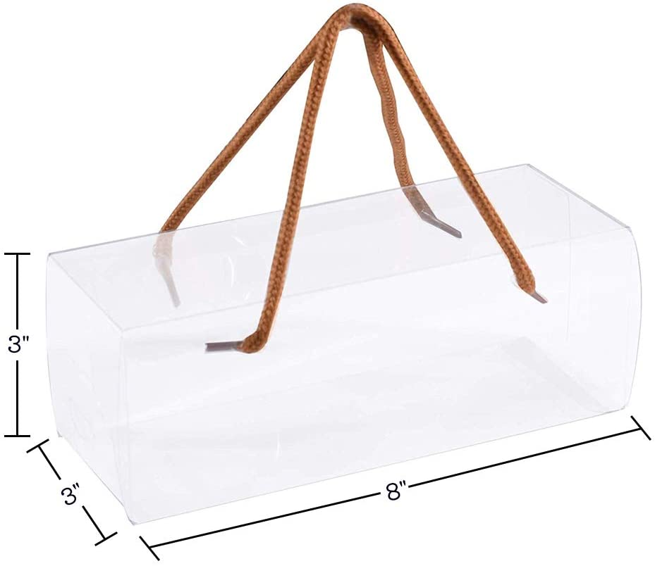 Clear Plastic Gift Box with Handles 8 Pack 8"X3"X3"