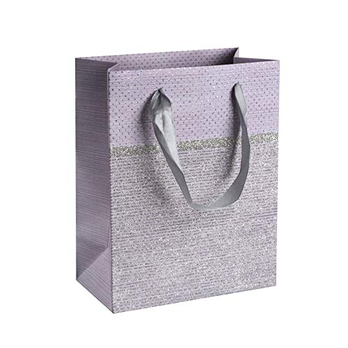 Purple Sparkling Glitter Gift Bags 12 Pack 9"X 7"X 4"