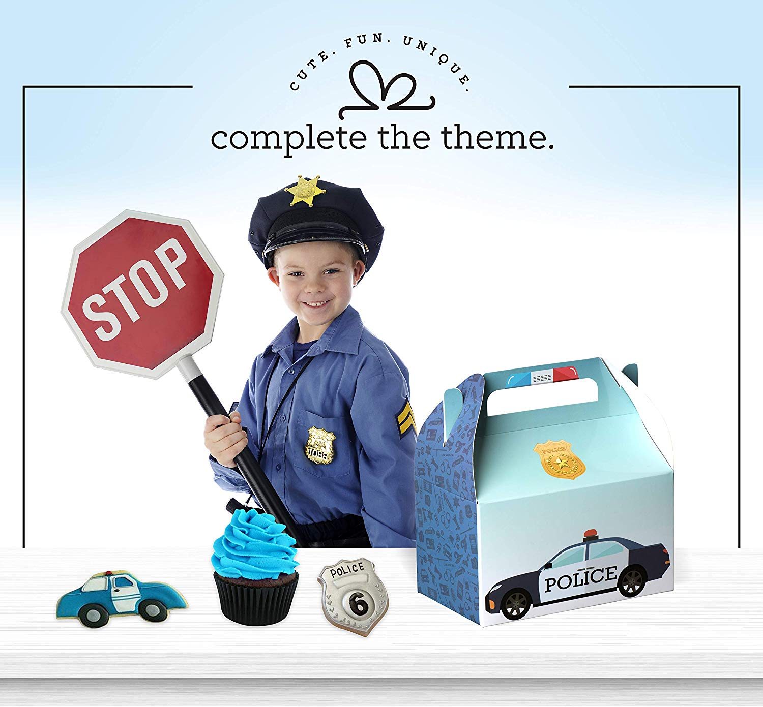 Paper Treat Boxes 10 Pack 6.25" X 3.75" X 3.5" Police