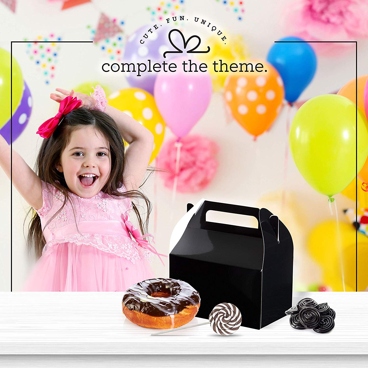 Black Party Favors Paper Treat Boxes 10 Pack 6.25" X 3.75" X 3.5"