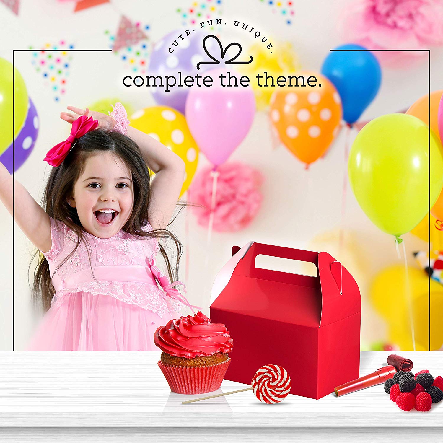 Red Party Favors Paper Treat Boxes 6.25" X 3.75" X 3.5" 10 Pack