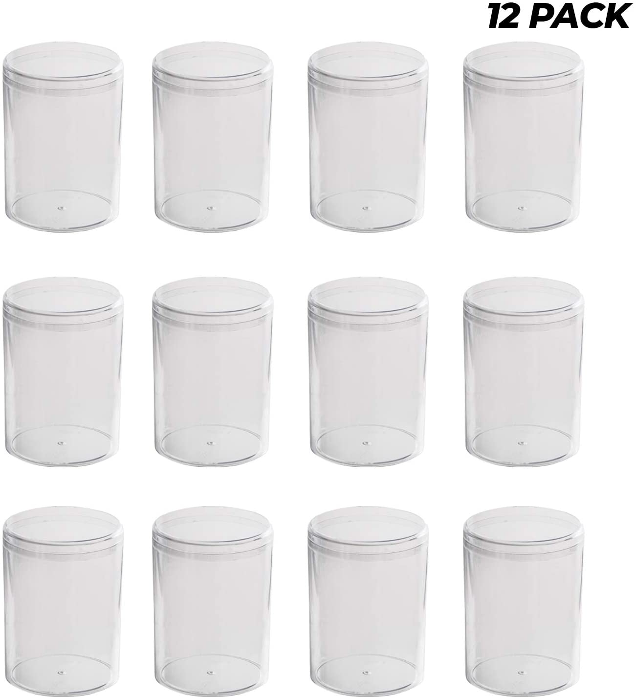 Clear Acrylic Boxes Round 2.75"X3.75" 12 Pack