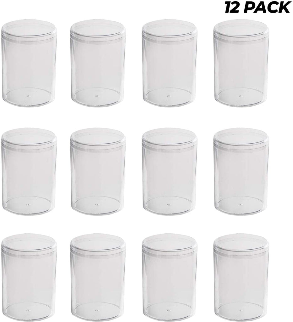 Clear Acrylic Boxes Round 2.25"X3.5" 12 Pack