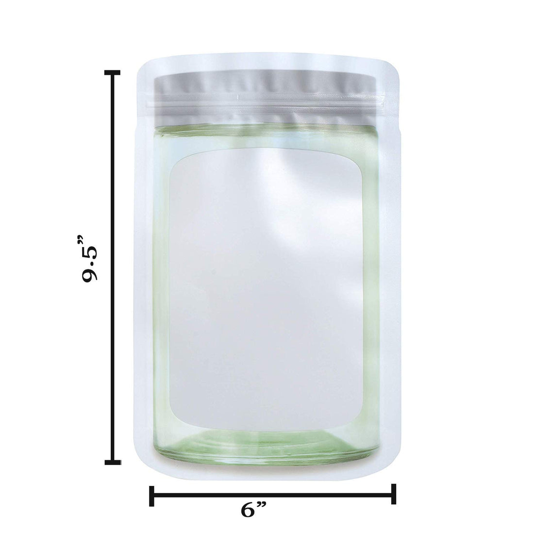 Jar Shape Airtight Bag Silver 6"X9.5" 10 Packs