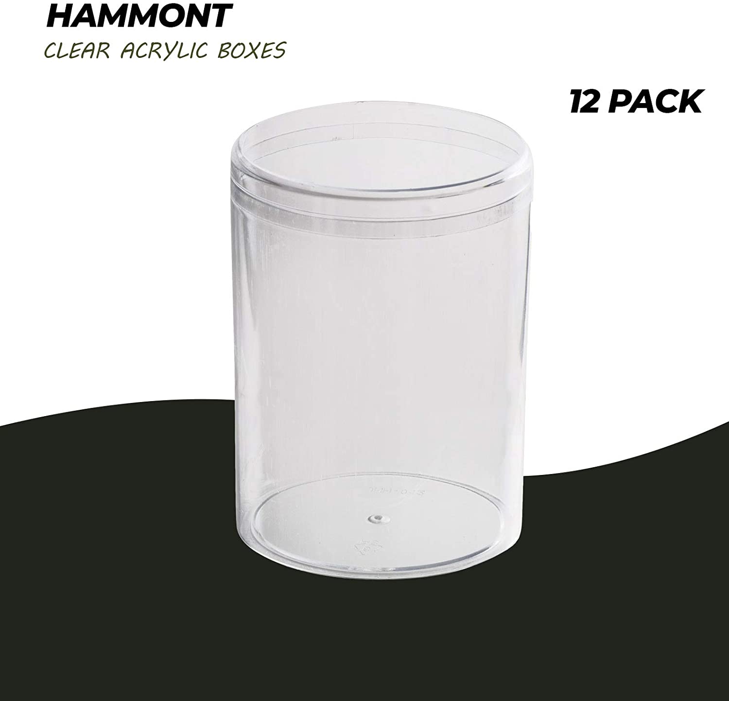 Clear Acrylic Boxes Round 2.25"X3.5" 12 Pack