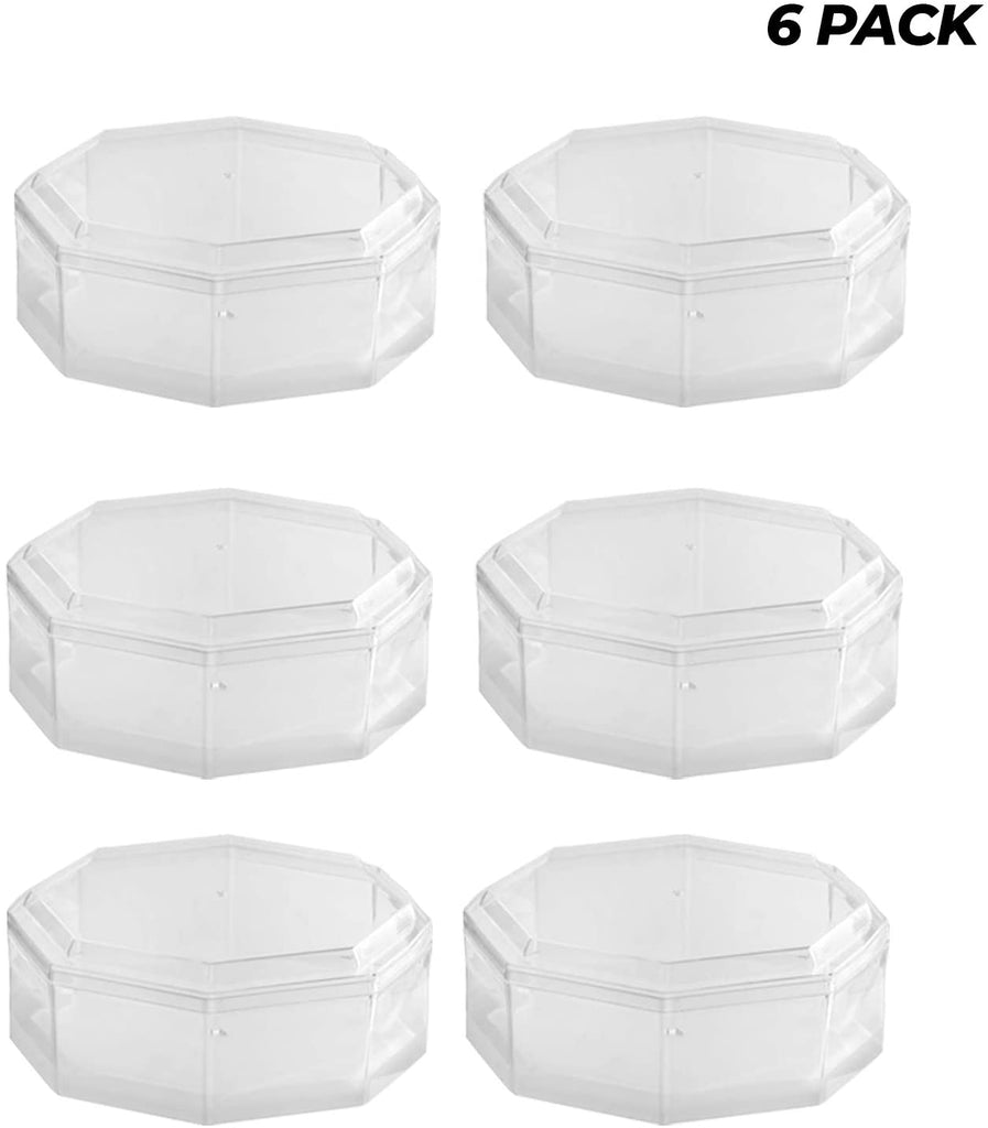 Clear Acrylic Boxes 5.25"X2" Octagonal 6 Pack