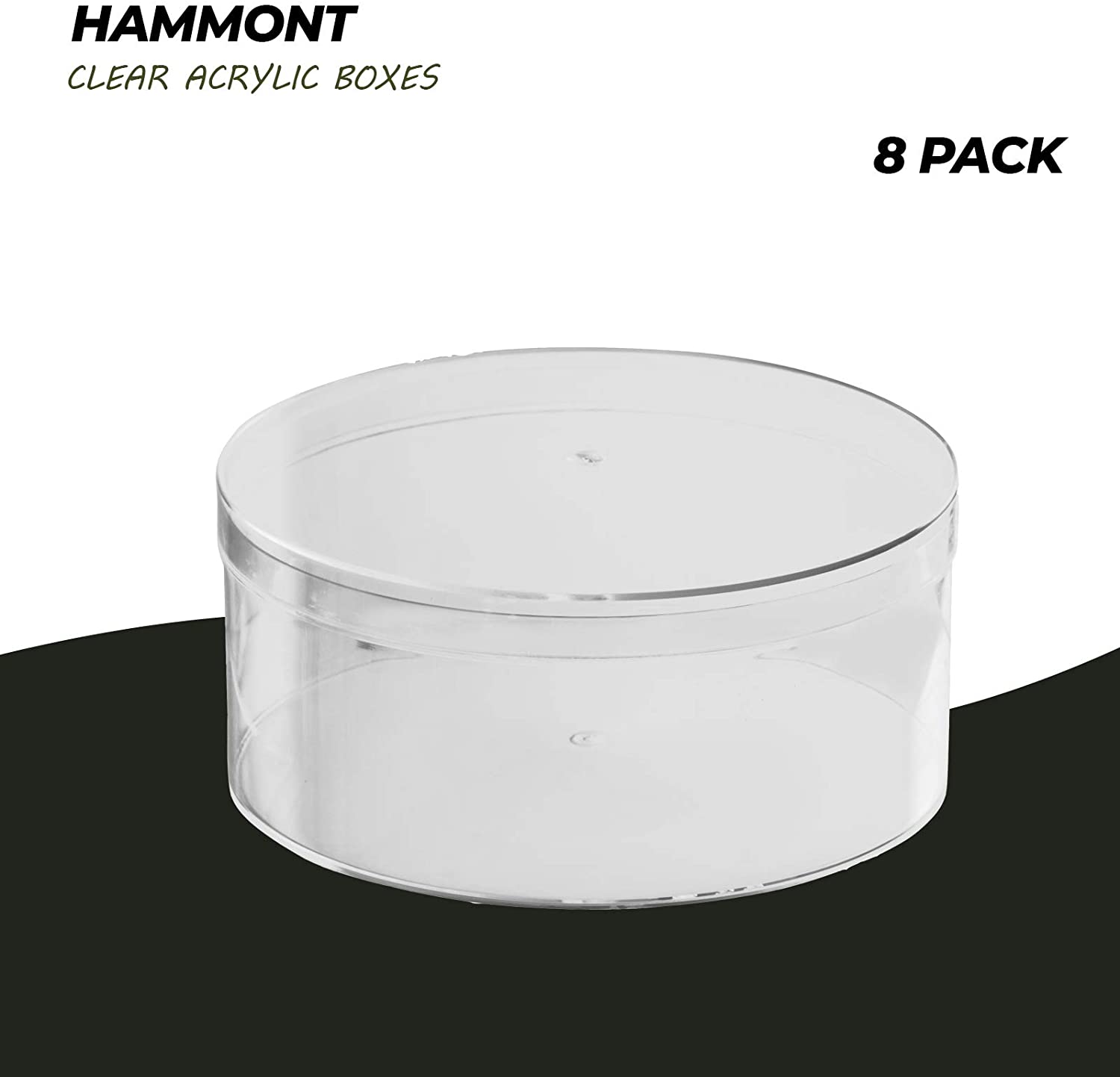 Clear Acrylic Boxes Round 5.25"X2.25"8 Pack