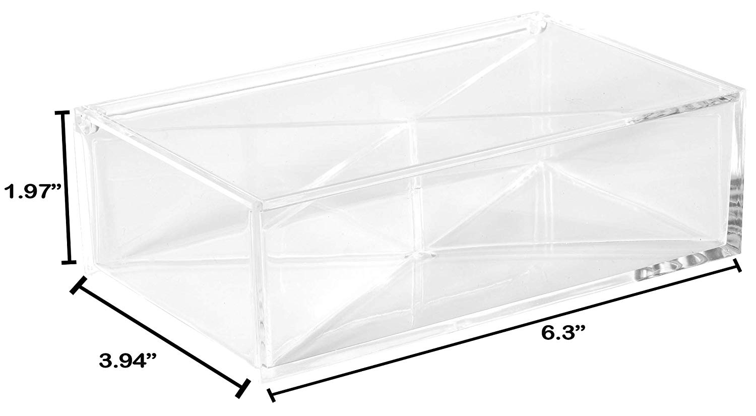 Clear Acrylic Boxes 6.3''X3.94''X1.97'' 2 Pack