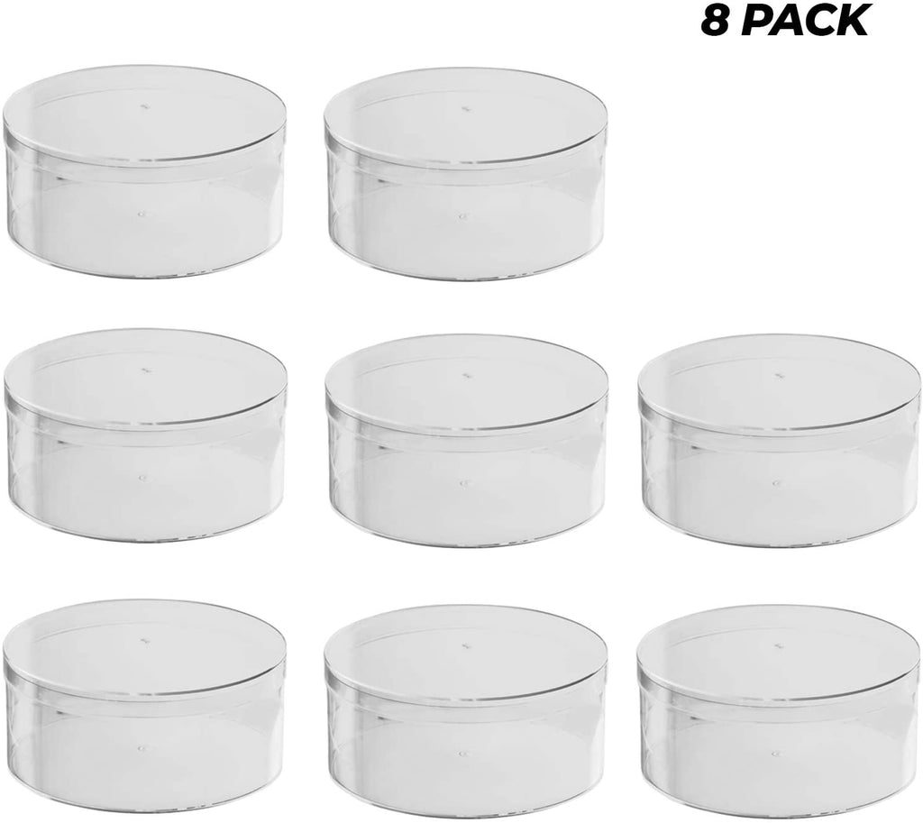 Clear Acrylic Boxes Round 5.25"X2.25"8 Pack