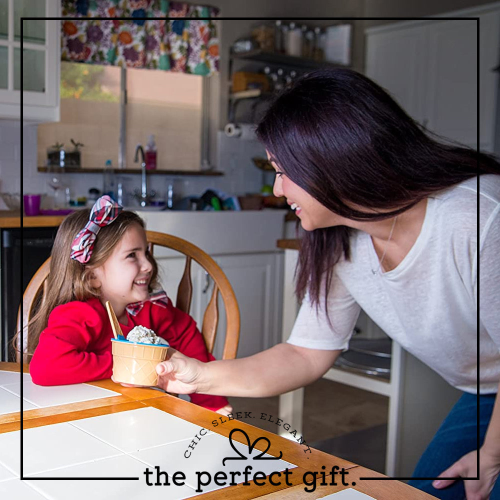 Ice Cream Bowls And Spoons Orange Pink Light Green Sky Blue