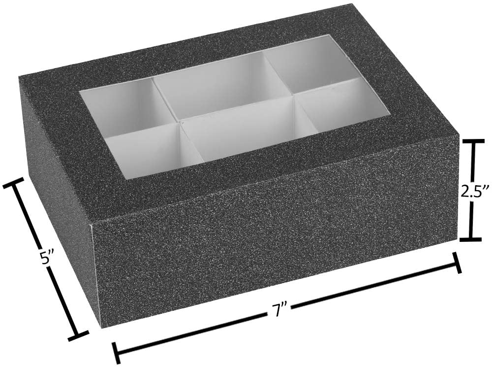 Window Box With Six Sections 7"X5"X2.5" Black 6 Pack