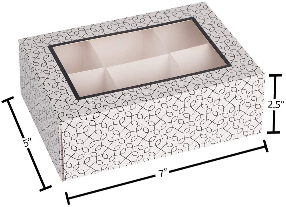 Window Box 7"X5"X2.5" Black and White With Six Sections 6 Pack