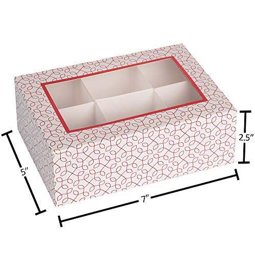 Window Box With Six Sections 7"X5"X2.5" Red and White 6 Pack