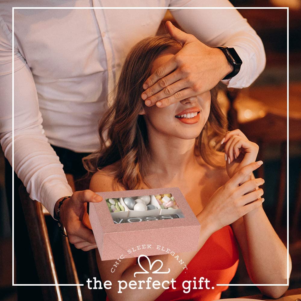 Window Box Rose Gold Glitter With Six Sections 6 Pack 7"X5"X2.5"