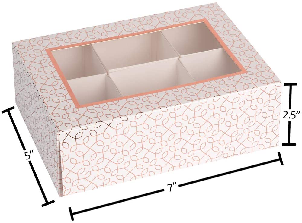 Window Box With Six Sections 7"X5"X2.5" Rose Gold 6 Pack