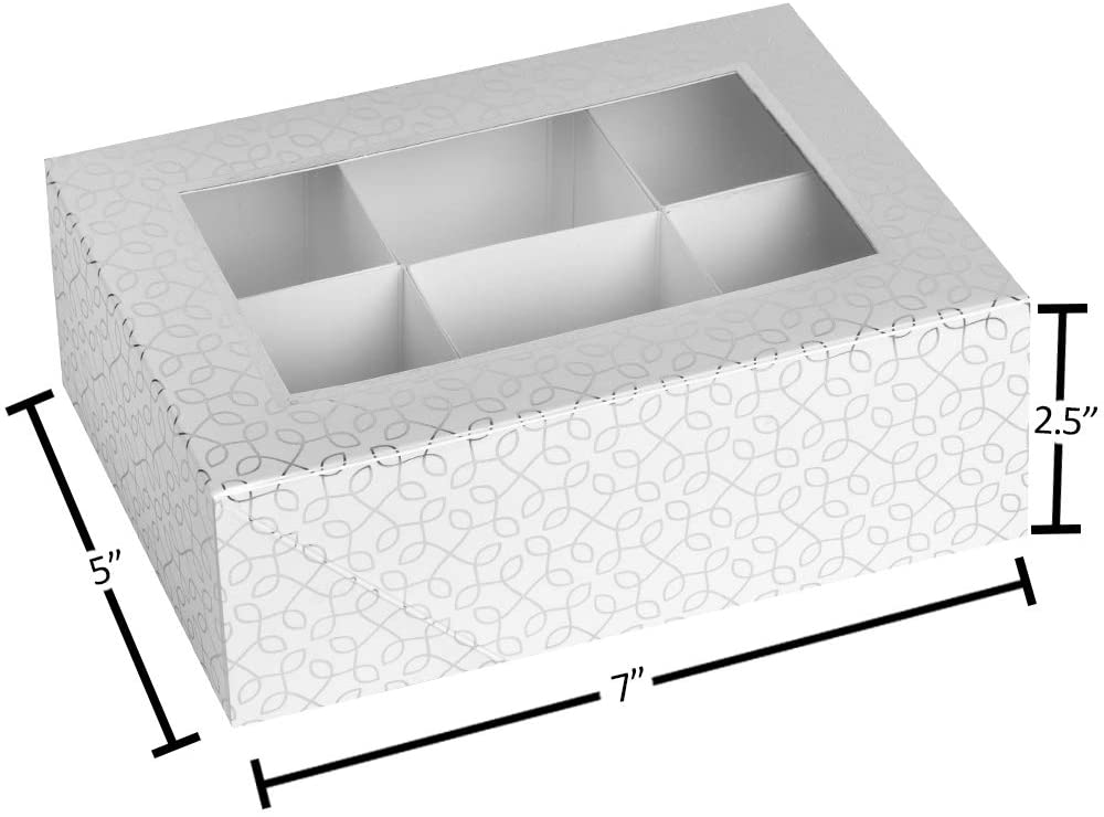 Window Box With Six Sections 7"X5"X2.5" Silver and White6 Pack