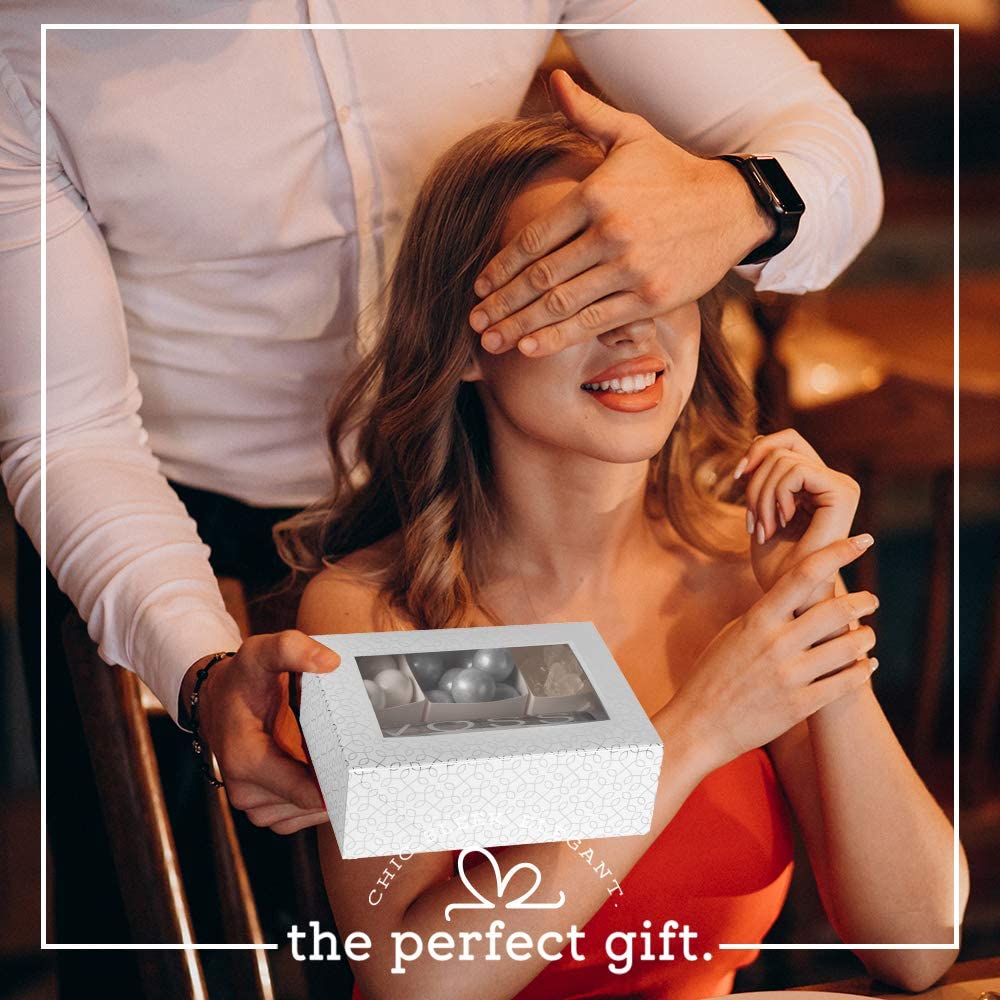 Window Box With Six Sections 7"X5"X2.5" Silver and White6 Pack