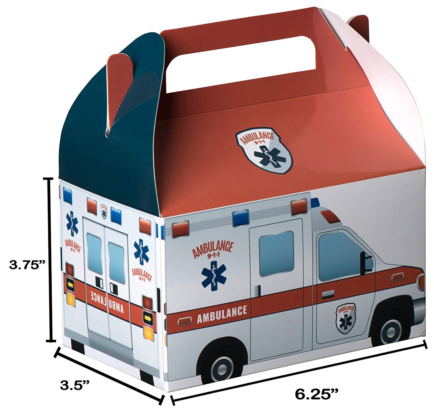 Ambulance Paper Treat Boxes 10 Pack 6.25" X 3.75" X 3.5"