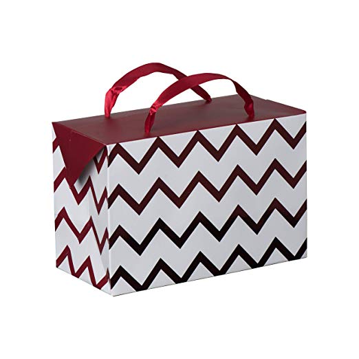 Maroon Chevron Paper Gift Bag Box 6 Pack 7"X 3.5"X 4.75"