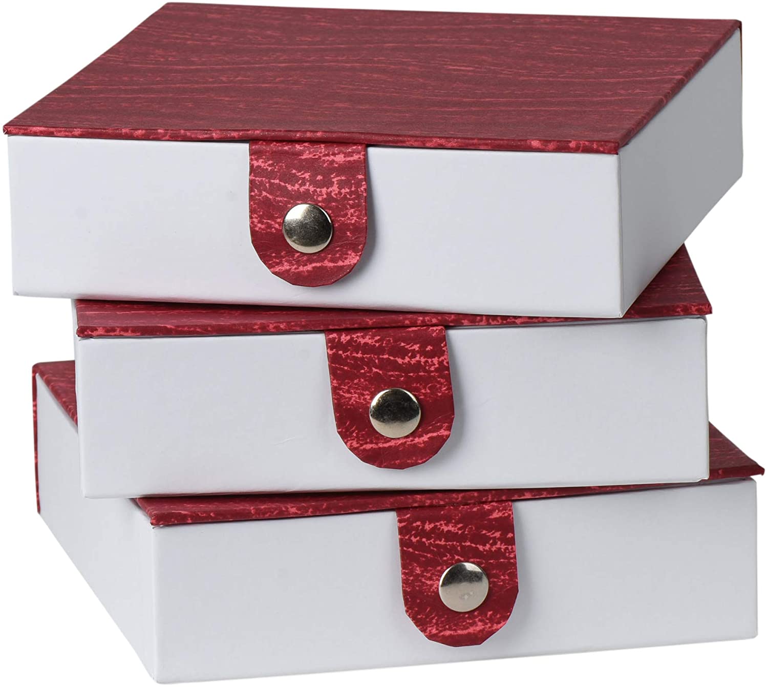 Burgundy Gift Box With Snap Closure 3 Pack 5.9X5.9X1.8