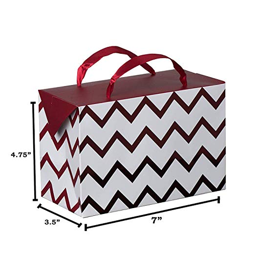 Maroon Chevron Paper Gift Bag Box 6 Pack 7"X 3.5"X 4.75"