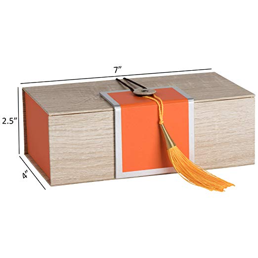 Orange Gift Box With Tassel 4 Pack 7"X4"X 2.5