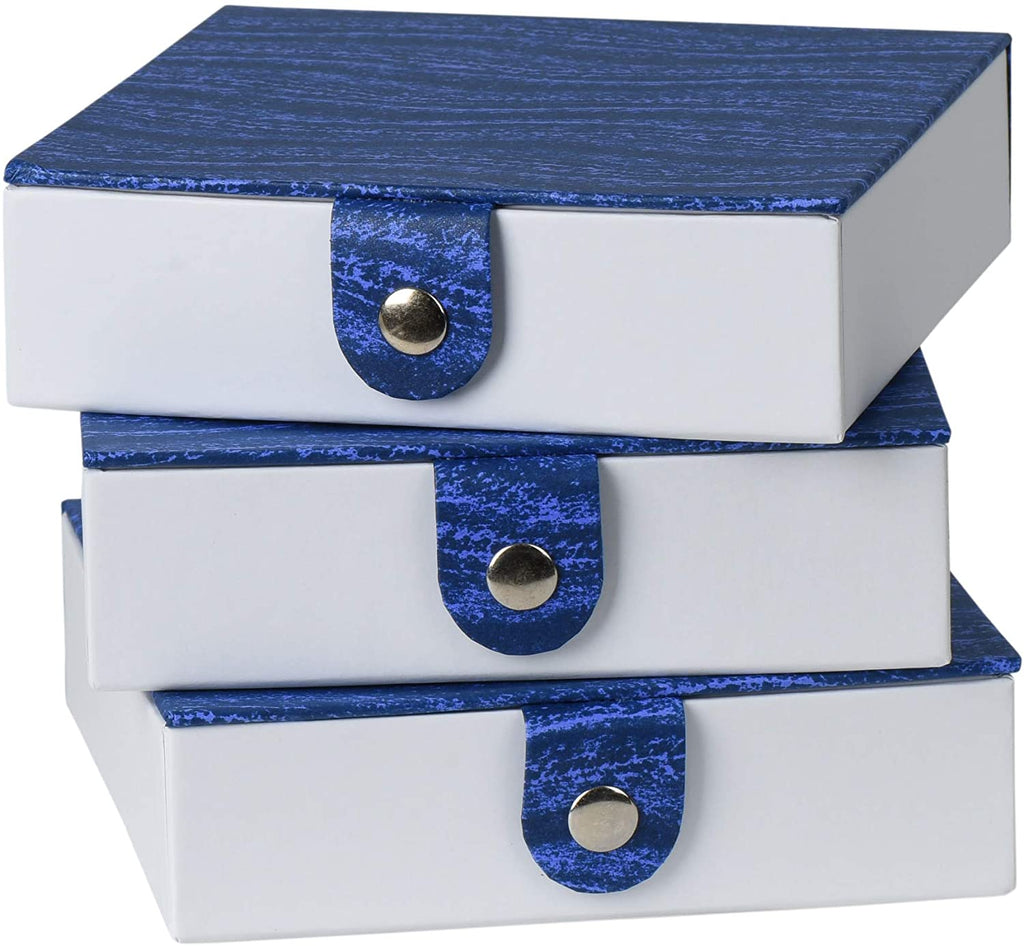 Blue Gift Box With Snap Closure 3 Pack 5.9X5.9X1.8