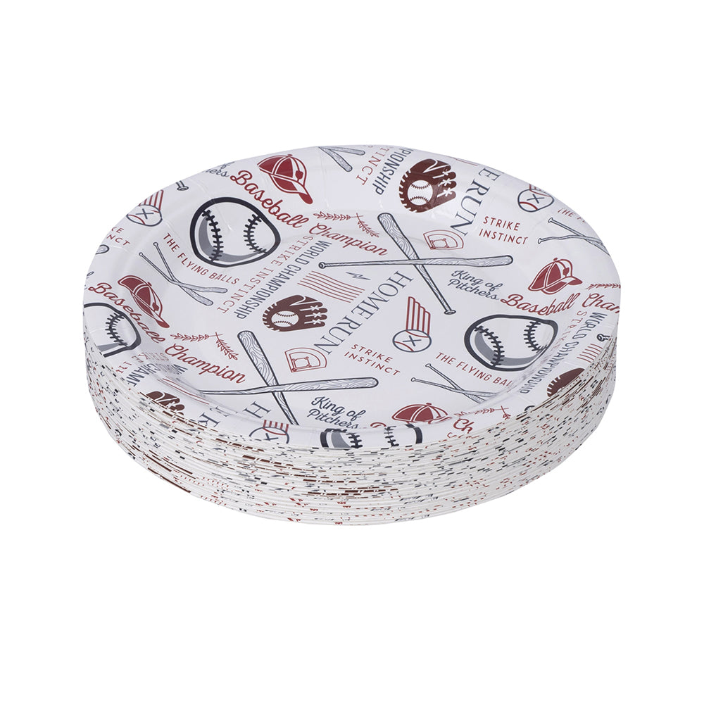 Baseball Themed Paper Plates 50 Pack 7"