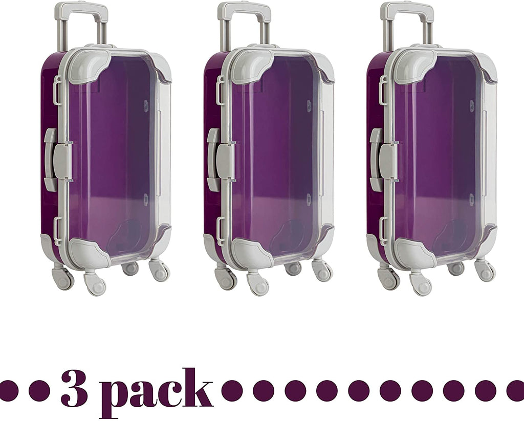Purple Plastic Suitcase Candy Box 3 Pack  7.5"x5"x2.5"