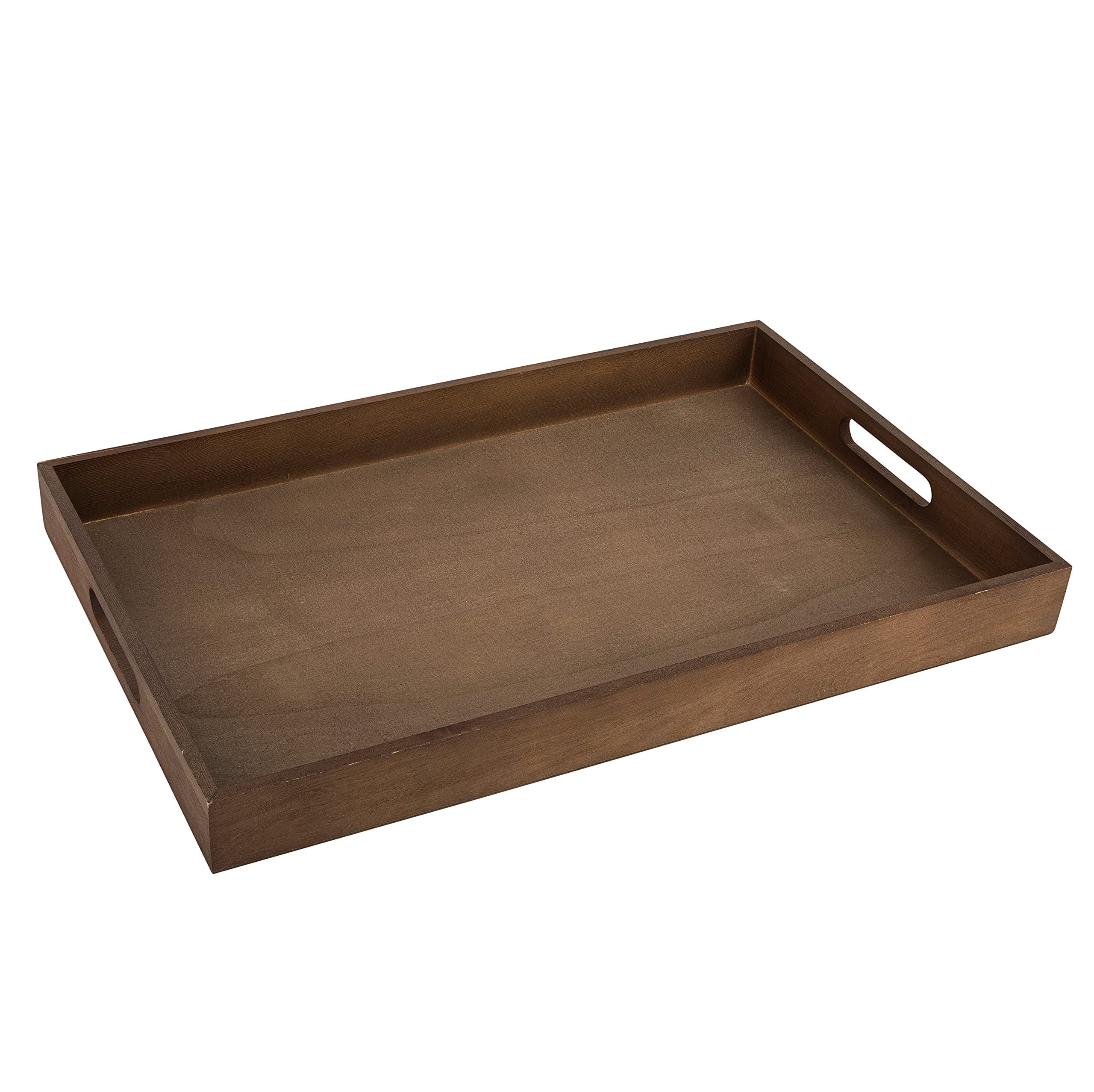 Wooden Rustic Nested Tray 5 Pack Set Of Rectangular Dark Brown