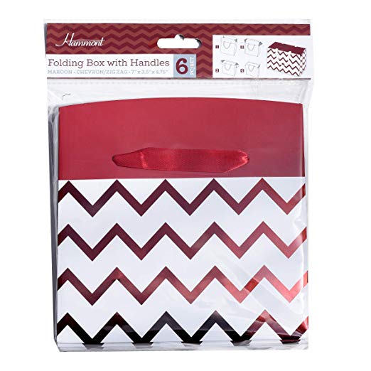 Maroon Chevron Paper Gift Bag Box 6 Pack 7"X 3.5"X 4.75"
