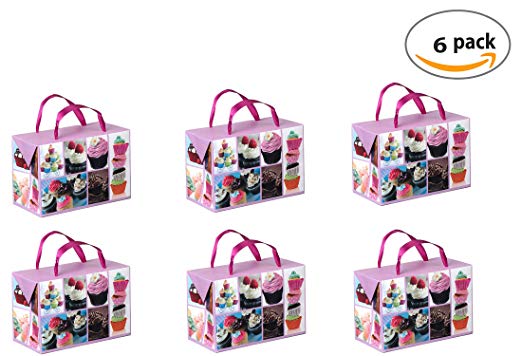 Cupcake Design Paper Gift Bag Box 6 Pack 7"X 3.5"X 4.75"