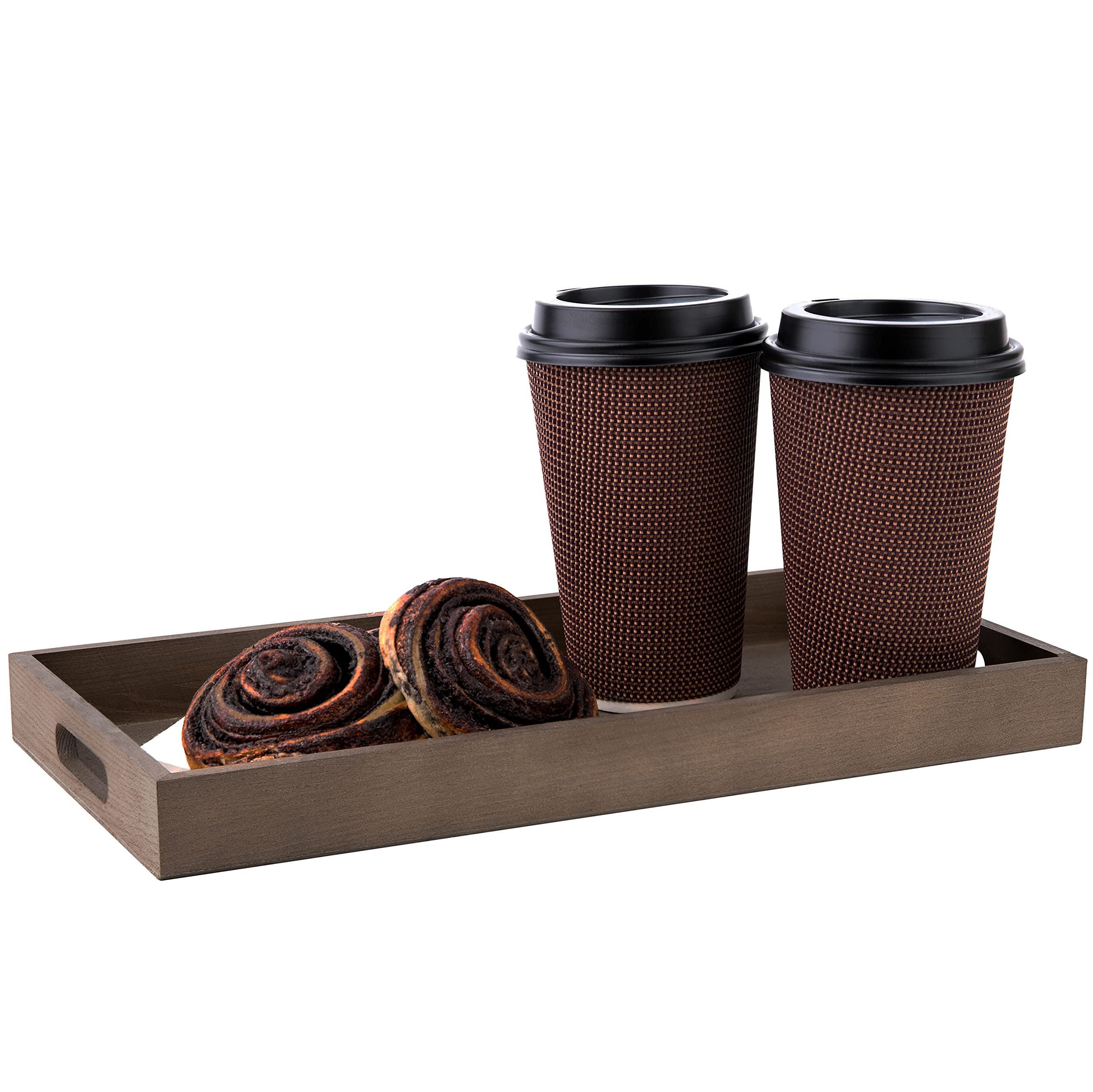 Wooden Rustic Nested Tray 5 Pack Set Of Rectangular Dark Brown