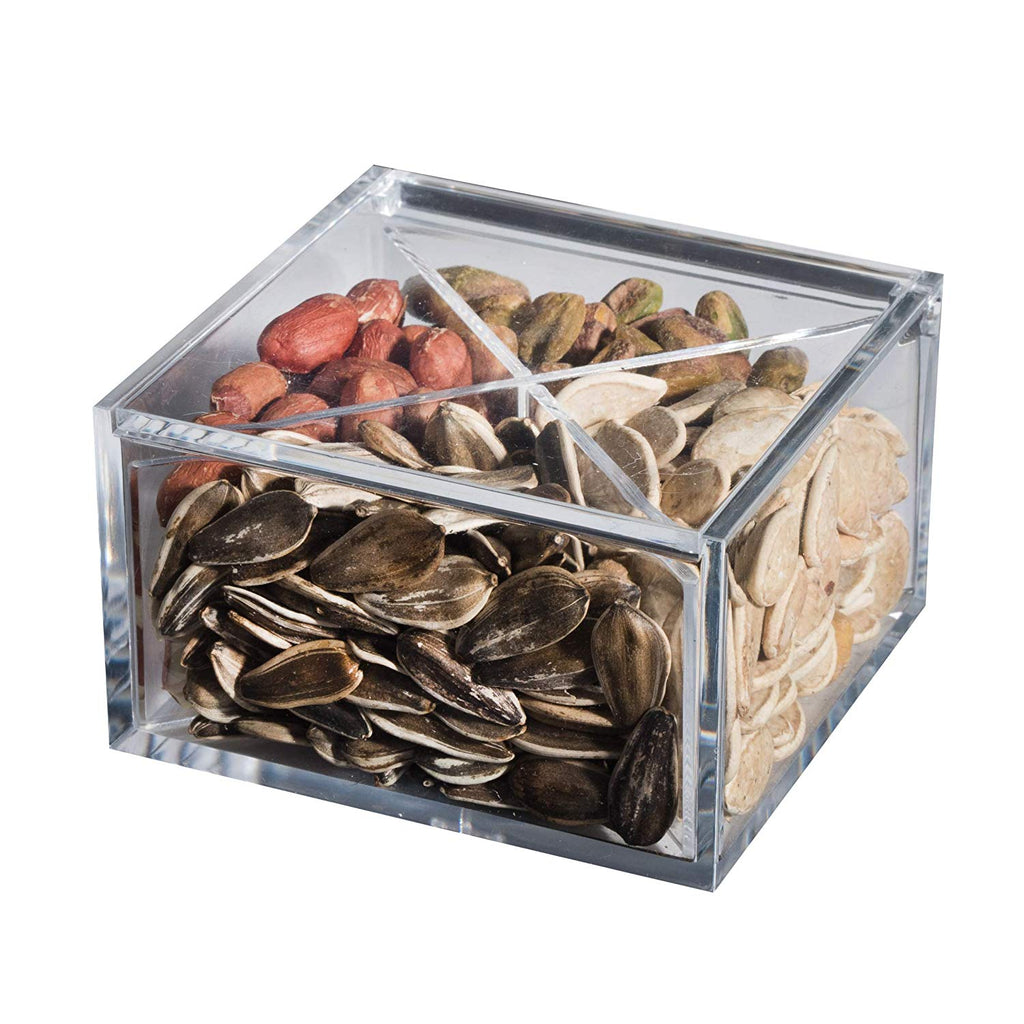 Clear Acrylic Boxes 4 sections 3.94"X3.94"X2.36" 2 Pack