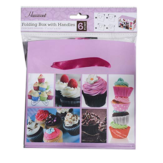 Cupcake Design Paper Gift Bag Box 6 Pack 7"X 3.5"X 4.75"