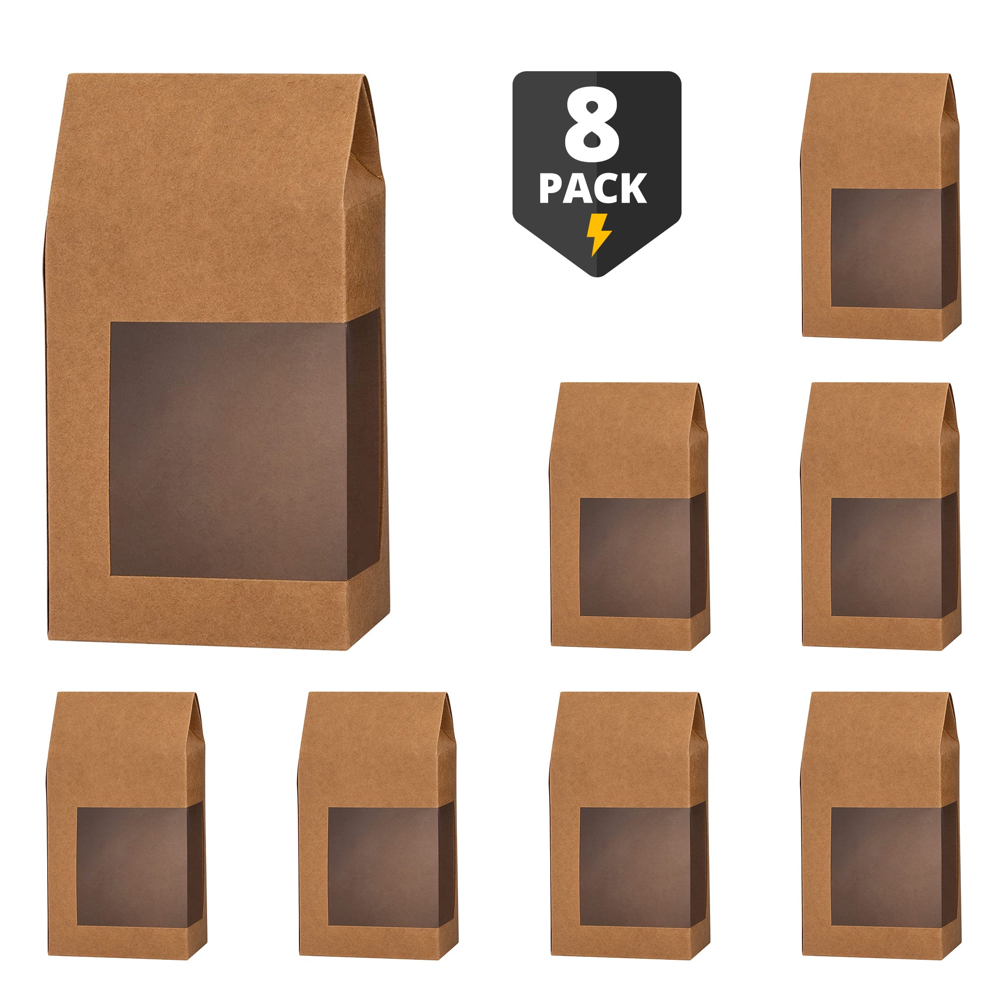Tall Paper Boxes With Window Kraft Paper 6.75X3.5X Gift Boxes 8 Pack –  Hammont