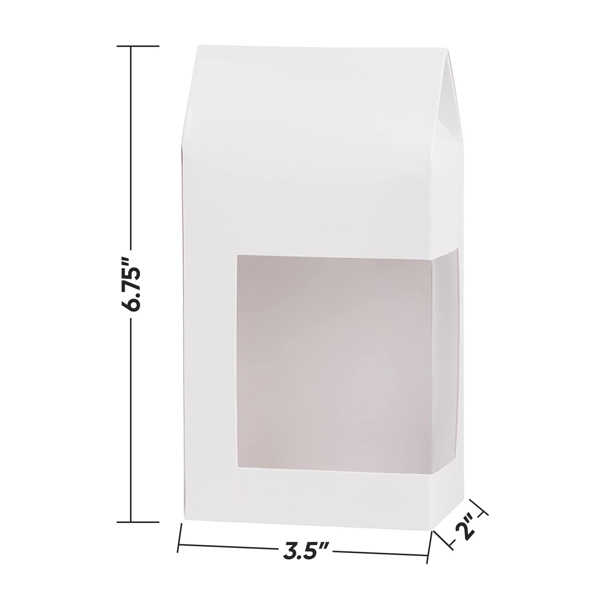 Tall Paper Boxes With Window White 6.75X3.5X2 Gift Boxes 8 Pack