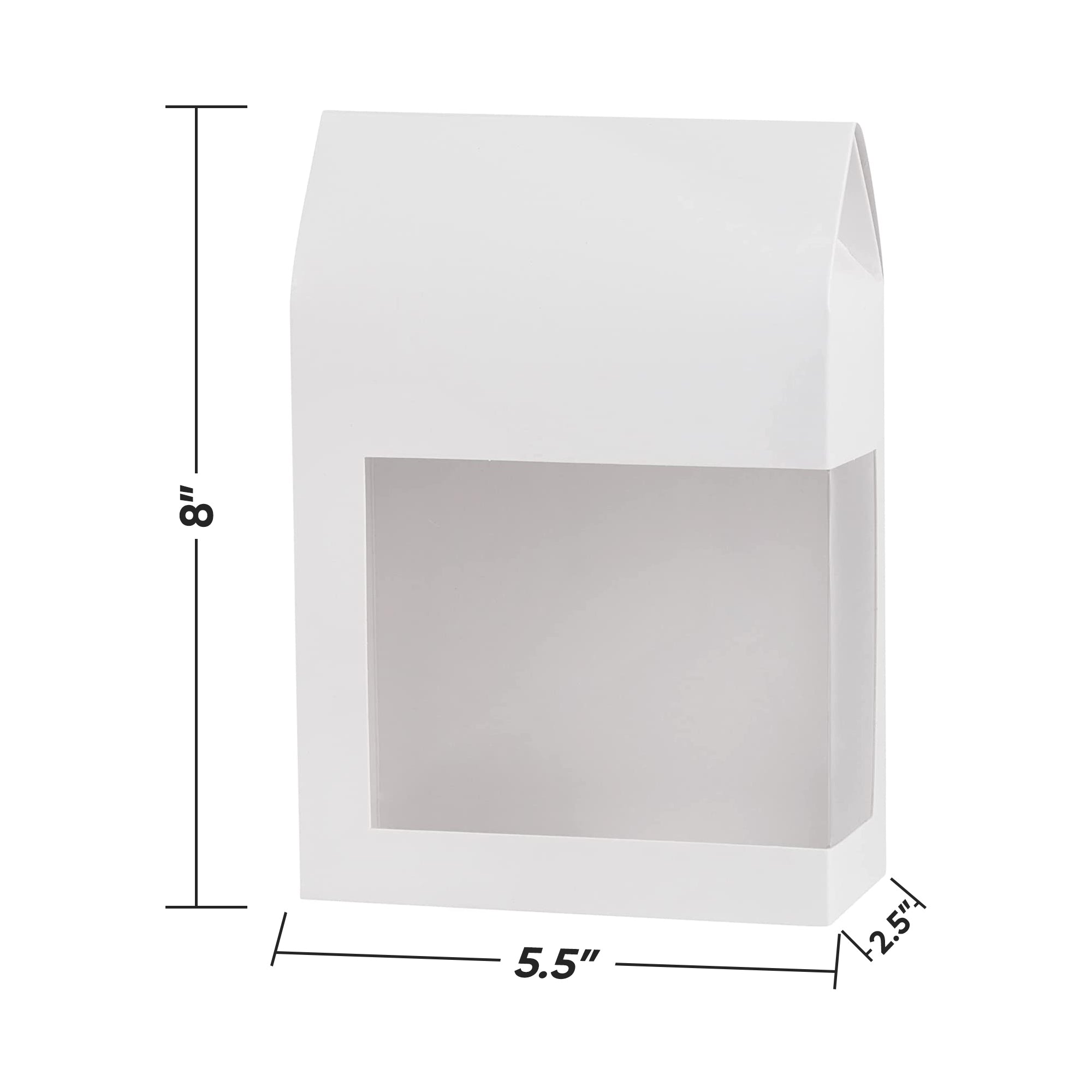 Tall Paper Boxes With Window White 8X5.5X2.5 Gift Boxes 8 Pack