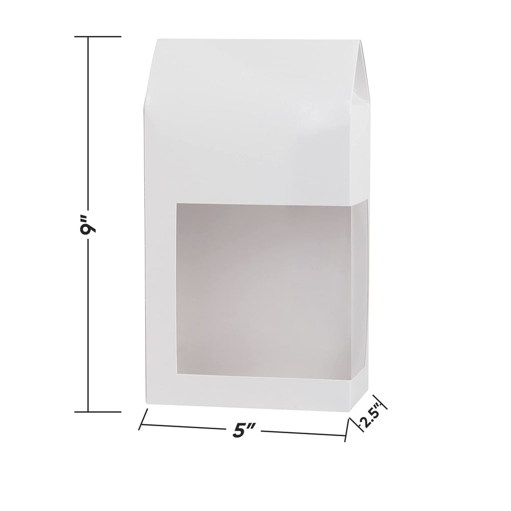 Tall Paper Boxes With Window White 9X5X2.5 Gift Boxes 8 Pack