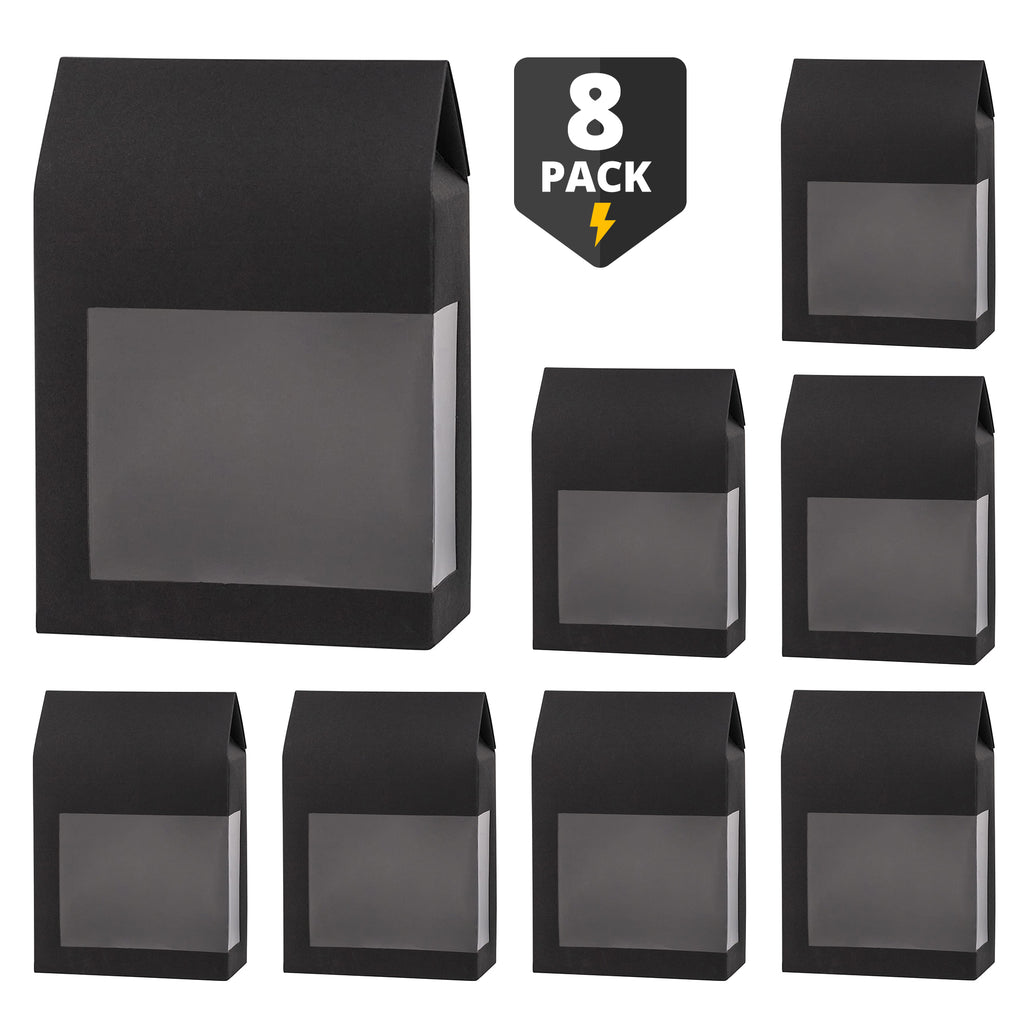 Tall Paper Boxes With Window Black 8X5.5X2.5 Gift Boxes 8 Pack