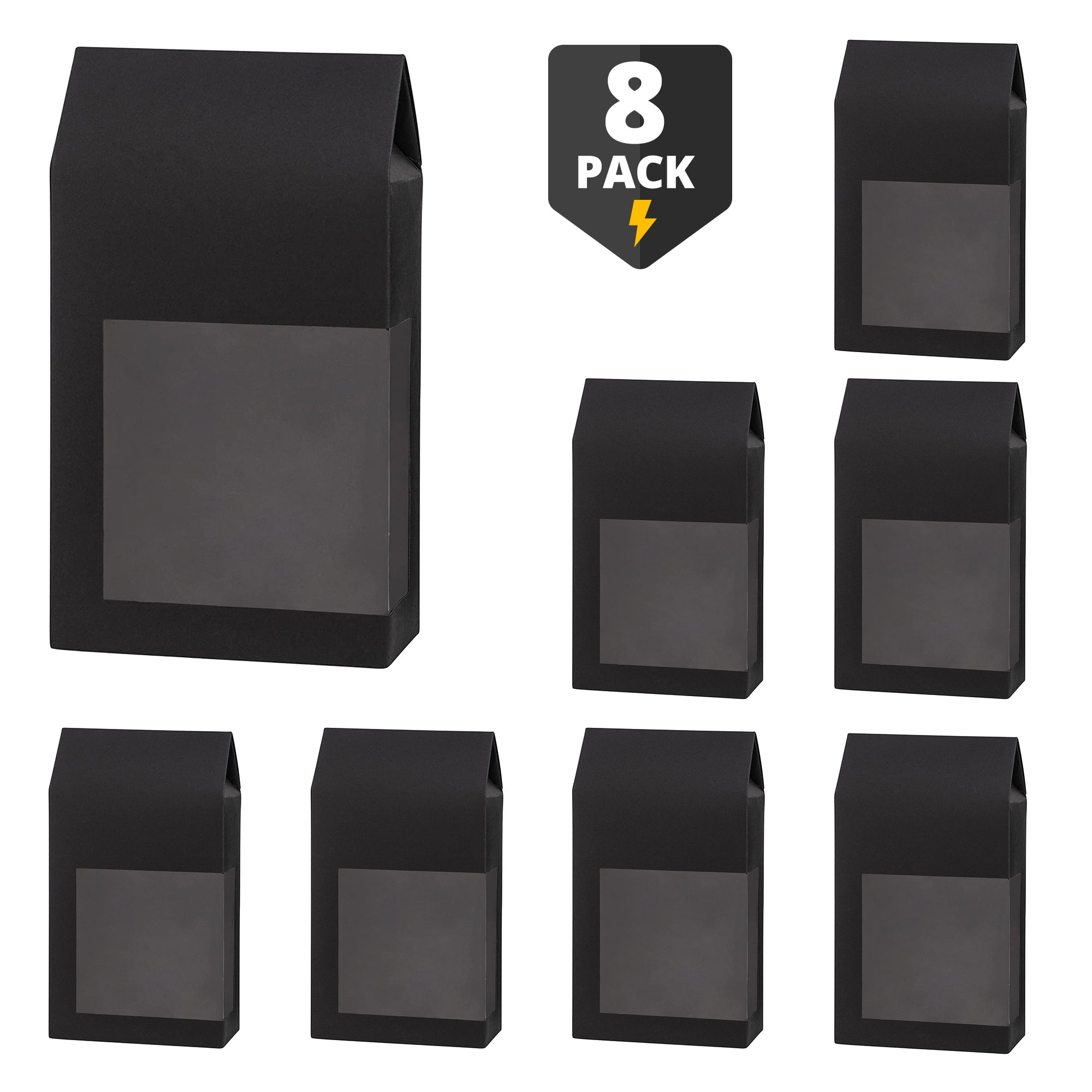 Tall Paper Boxes With Window Black 9X5X2.5Gift Boxes 8 Pack