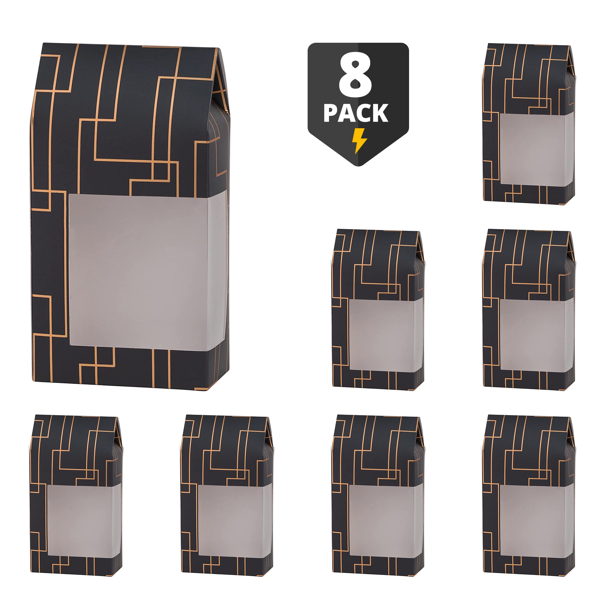 Gray 6.75X3.5X2 Gift Boxes 8 Pack Tall Paper Boxes With Window