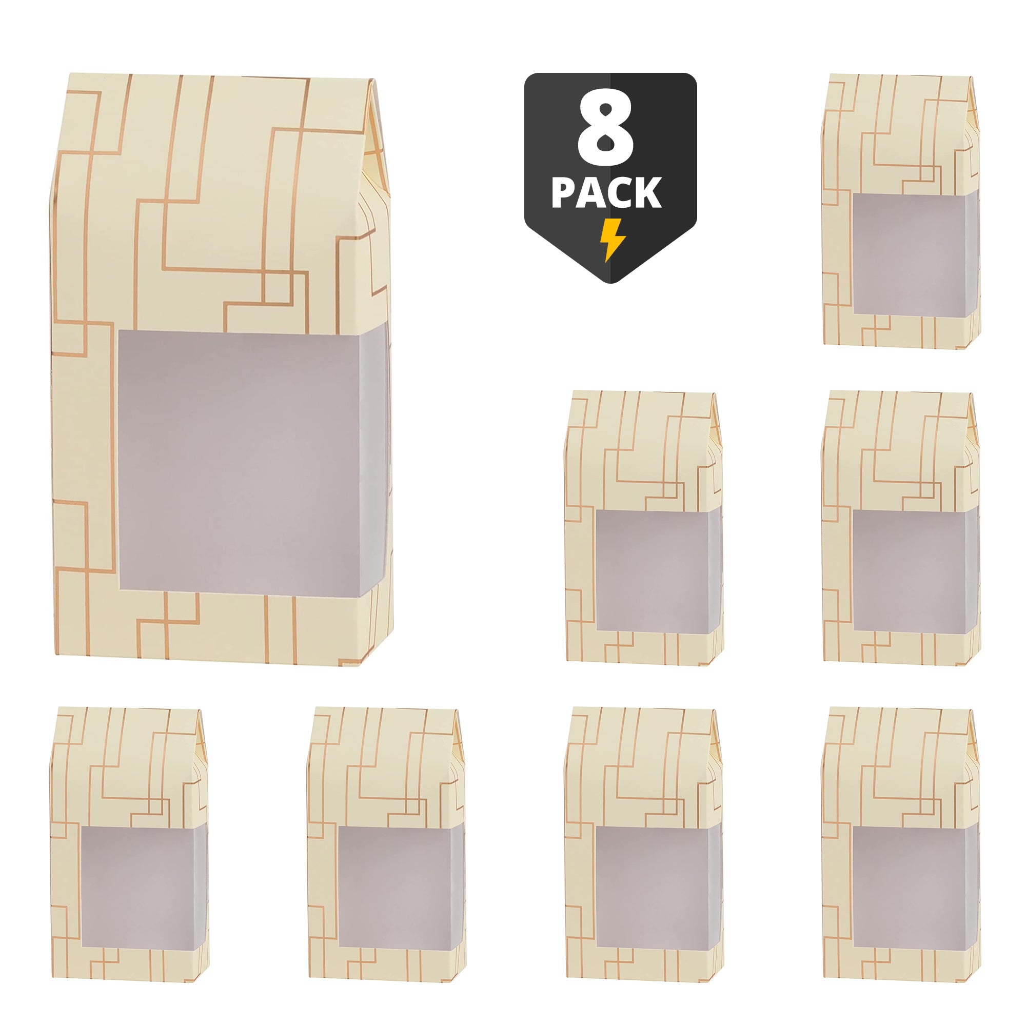 Cream 6.75X3.5X2 Gift Boxes 8 Pack Tall Paper Boxes With Window