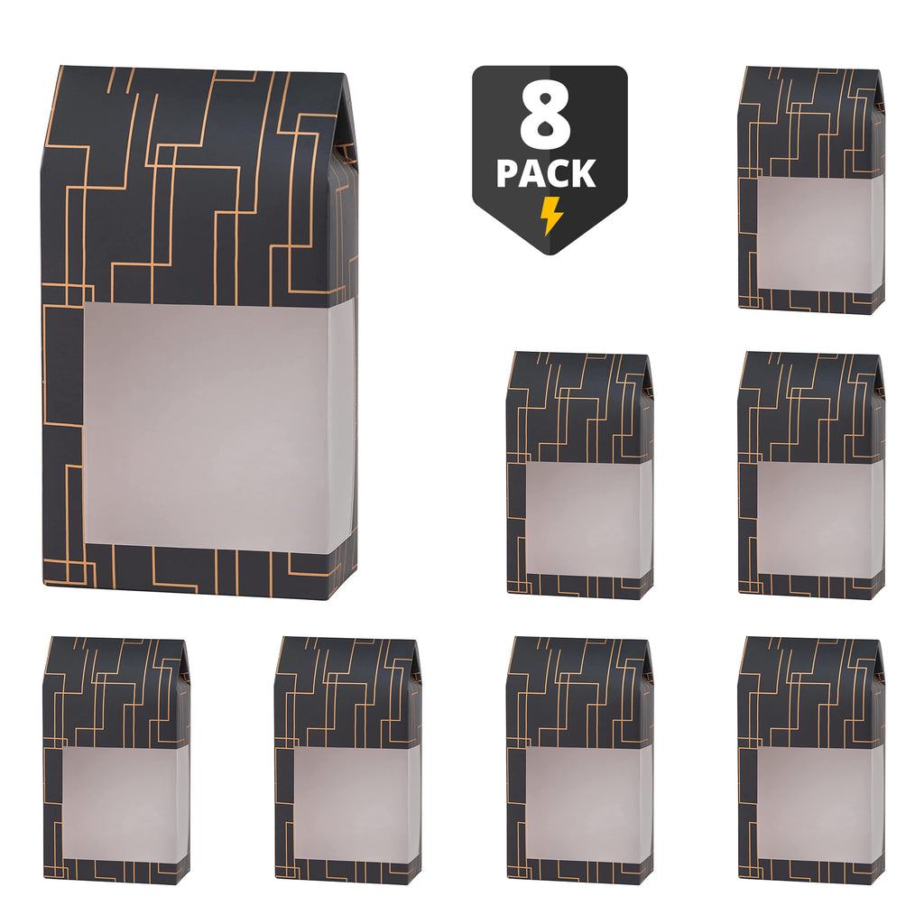 Gray Gift Boxes 8 Pack Tall Paper Boxes With Window 9X5X2.5"
